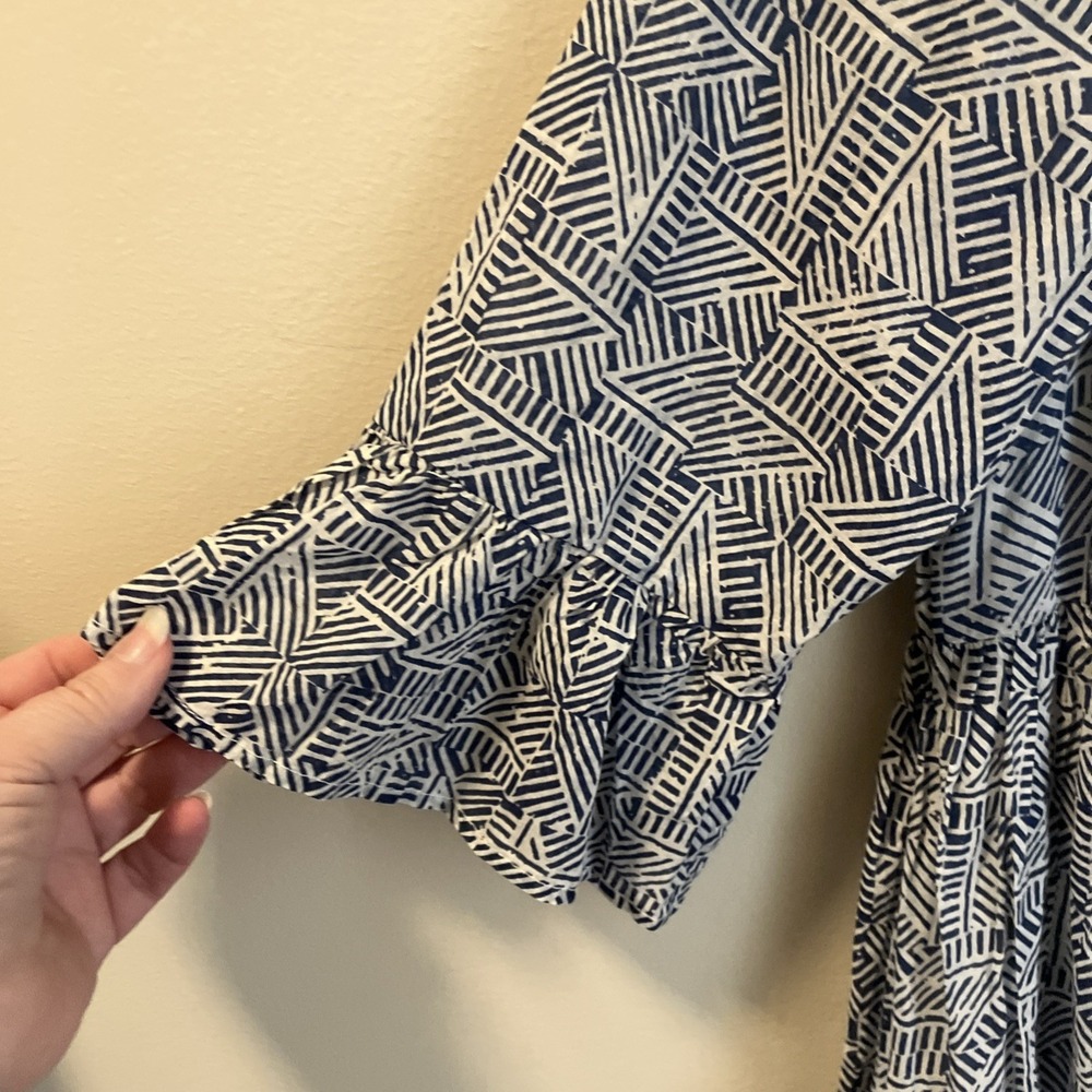 Orientique Naturally Australian  Dress XS Blue White Organic Cotton  Travel - Picture 4 of 10